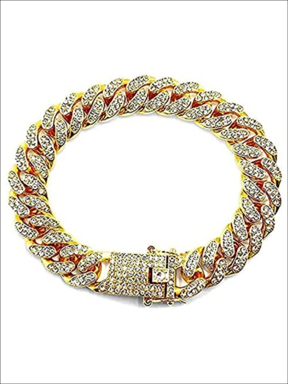 Miami Cuban Link Bracelet 12mm Gold Plated Stainless Steel CZ Hip Hop